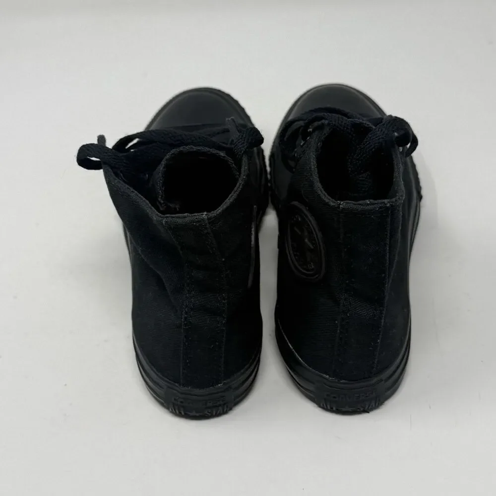 Converse All Star High Shoes Youth Girls Boys Size 3 Triple Black Canvas Sneaker
